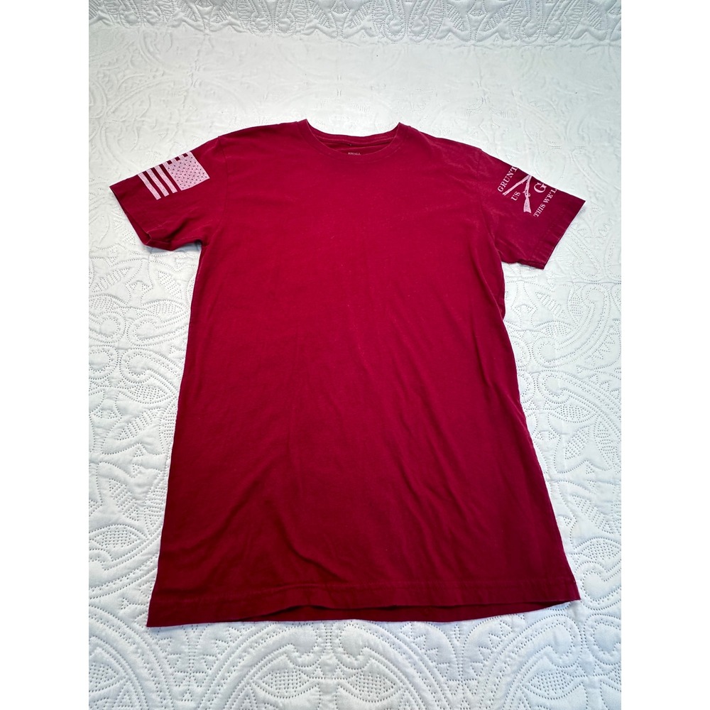Grunt Style Mens Small Red Short Sleeve Graphic Tee American Flag GS 1776 Logo